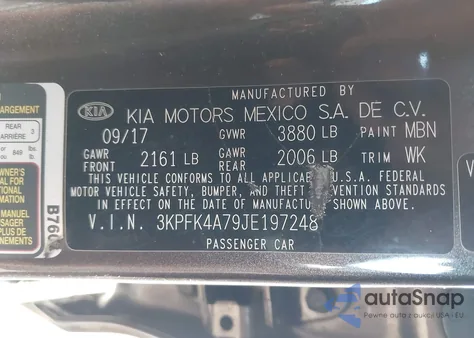 2018 Kia Forte Lx z USA, uszkodzony, nr VIN 3KPFK4A79JE197248